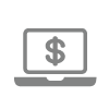 a computer with a dollar sign on the monitor